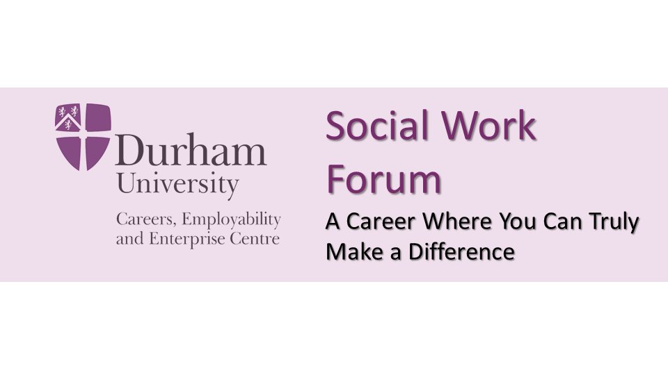careersatdurham's tweet photo. Want to know more about a career in social work? Come ask questions, network, and gain insight into the day of a social worker. Join us on Wed, Nov 29, from 13:00-15:30 at CLC202. https://t.co/uczQIJMuIP #ducareersforums https://t.co/4thNTYOya8