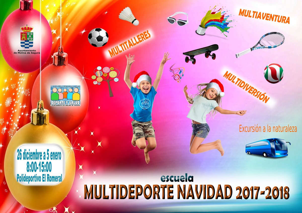 Por primera vez Molina de Segura tendrá Multideporte en Navidad. Una oferta deportiva de calidad para niños y jóvenes durante las vacaciones. Inscripciones abiertas en la web municipal.