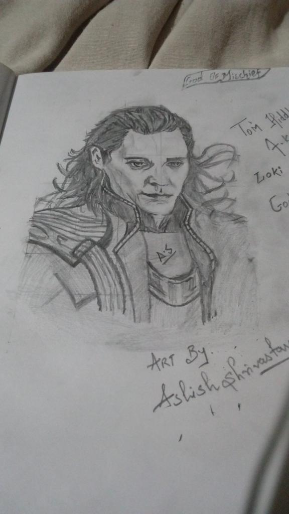 ash1080p's tweet photo. @twhiddleston sir.. A sketch of you in the avatar of #Loki.. A #villain who #wins many #hearts.. https://t.co/odYDpQshKC