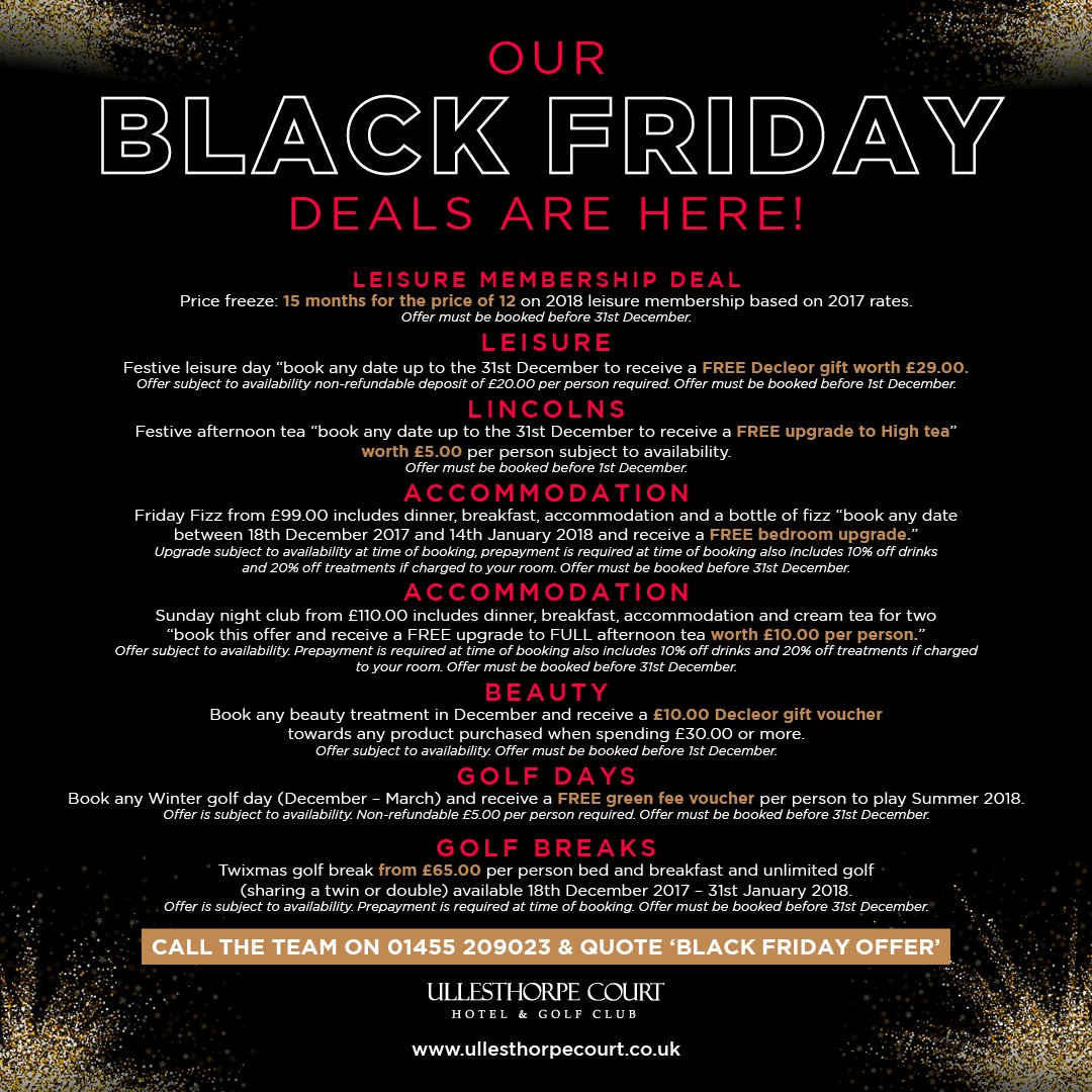 BWUllesthorpe's tweet photo. It's finally here #blackfriday #offers #deals #hotels #gifts call the team on Tel: 01455 209023 quoting Black Friday https://t.co/BzNPgyihnS