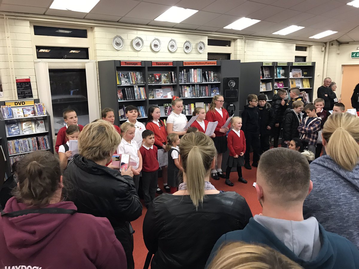 MandiB_'s tweet photo. Christmas songs by #StJamesPrimary, gifts and cards for sale, and of course the annual tombola 🎄🎁 at tonight's Christmas Tree Lighting event at @STHLibraries #HaydockLibrary https://t.co/TvsmgXIwaz