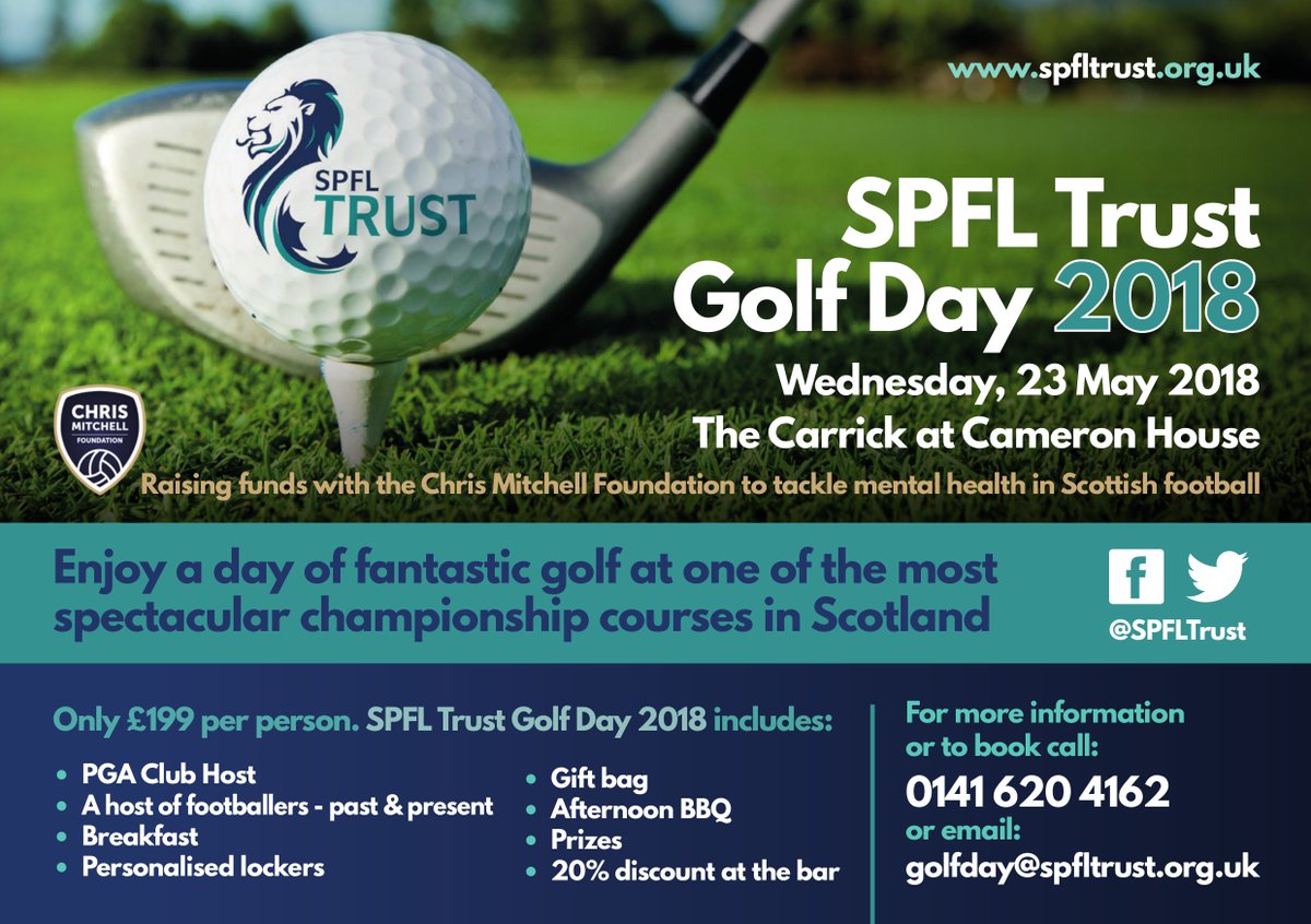 SPFLTrust's tweet photo. 🏌️ The #SPFLTrust Golf Day 2018, in partnership with @CMFoundation_ takes place on Wednesday 23 May 2018 @thecarrickgolf. It promises to be a special day. 

➡️ https://t.co/WBSrNGz2e3 https://t.co/wS0hHnXFK7