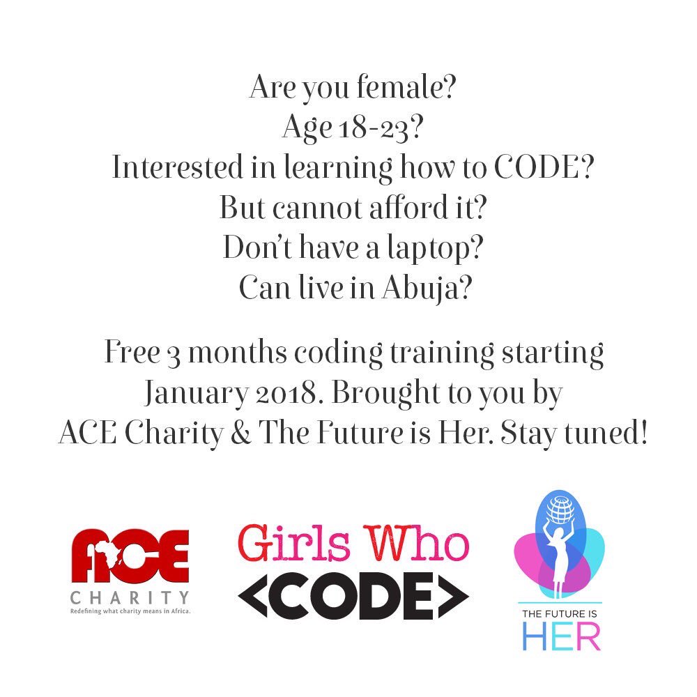 TheFutureIsHer's tweet photo. The Future Is Her and @acecharity have teamed up to offer young girls the opportunity to learn how to code. Tag or tell someone you know will benefit from this! All of our empowerment programs are thorough and in-depth. Be prepared to work hard as dedication and commitment is key https://t.co/WbqzZ6q0Kl