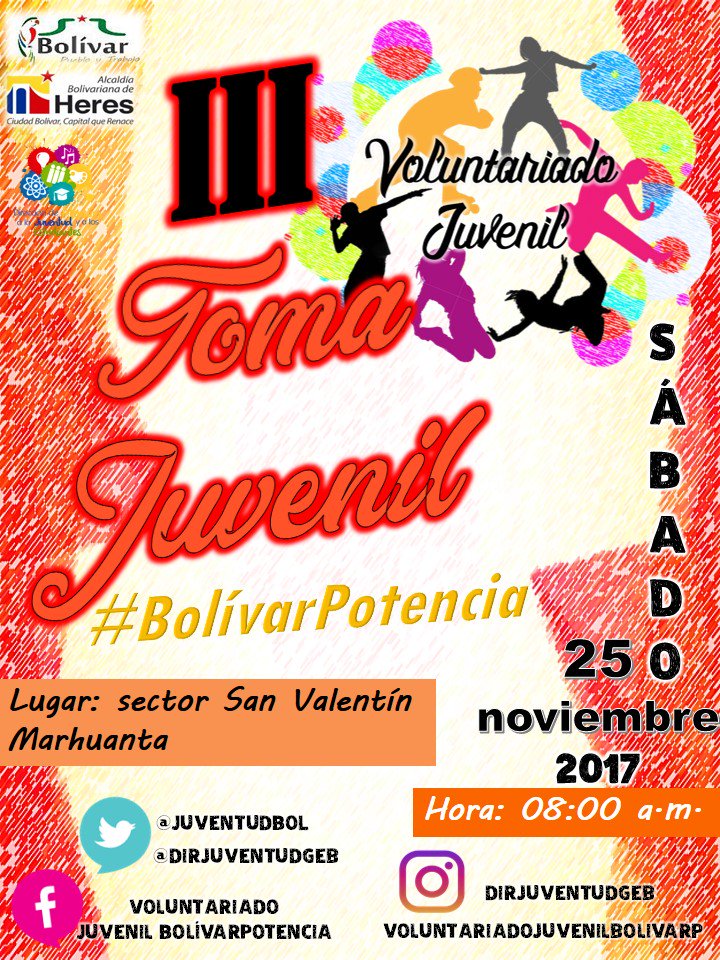 JuventudBOL's tweet photo. ¡No te lo puedes perder!

#Mañana nuestra III TOMA JUVENIL #BolívarPotencia

¡Asiste! 

Nos vemos en la parroquia #Marhuanta https://t.co/Umchd0MlMc