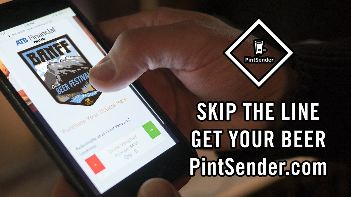 apresfestivals's tweet photo. Skip the token line &amp; go straight to the craft breweries at the #BanffBeerfest with @PintSender! Its convenient to keep your tokens right on your phone! Need more info, follow the link: https://t.co/ZRl6DzpE3A https://t.co/WnKRMyg9By