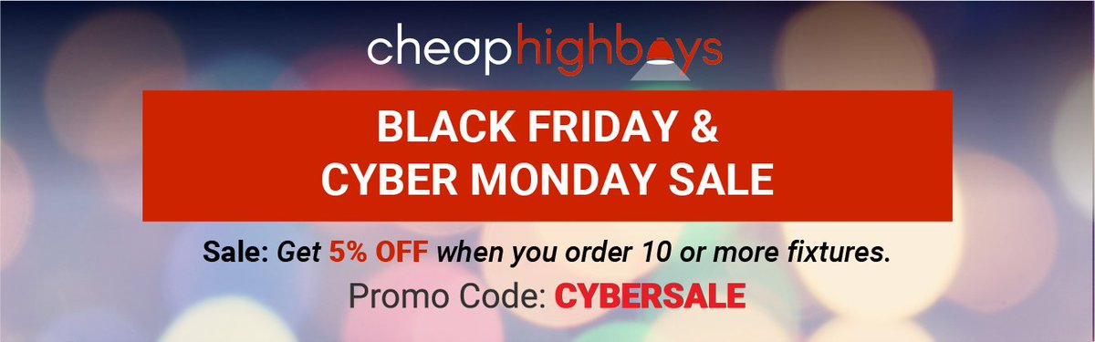 CheapHighBays's tweet photo. Black Friday &amp; Cyber Monday Sale going on now at https://t.co/NeVkKE1jyk Don't wait to save! Get 5% OFF when you order 10 or more fixtures! #BlackFriday #CyberMonday #Savings #LEDlighting #Sale #LED https://t.co/imY8FE6O0L