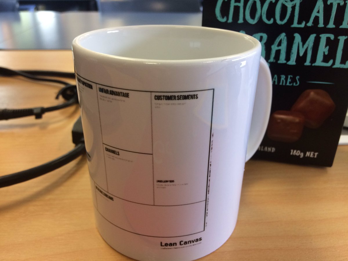 JarrodAberhart's tweet photo. @ashmaurya one of my students had this made for me. Now I can go lean, ideate, validate and pivot all whilst having my morning coffee #leancanvas #backofnapkin #leancafe https://t.co/7uGng0UQ45