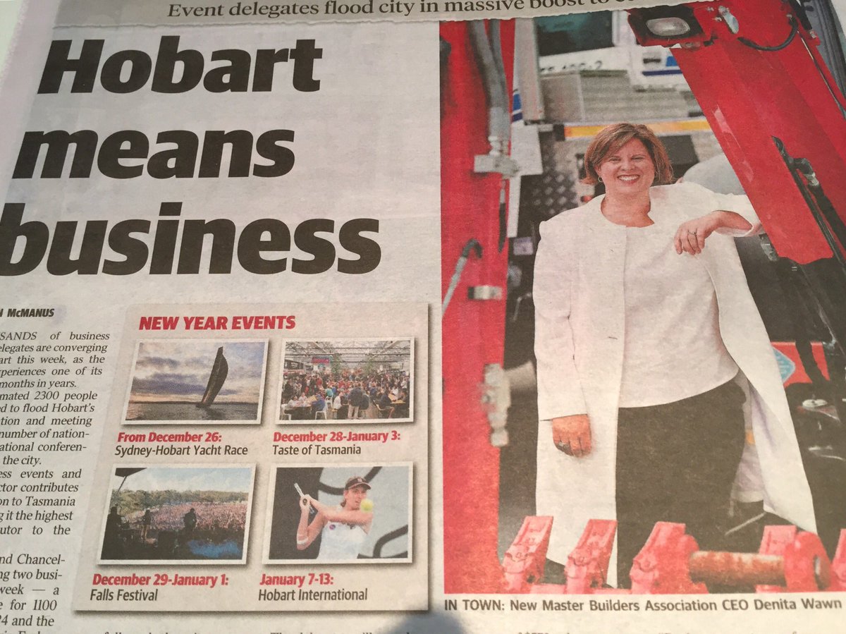 MBA_Aust's tweet photo. @MBA_Aust @Tas_MBA Conference &amp; Awards boost for economy says @themercurycomau with pic of @DenitaWawn returning from mainland as CEO of @MBA_Aust #masterbuilders #BuildingAus17 #mbawards17 #thisisbuilding #business #comstruction https://t.co/Q6GmEpgSLE