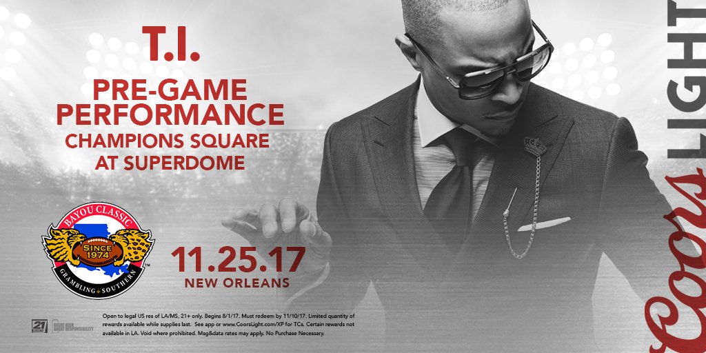 Blavity's tweet photo. @CoorsLight XP hosts the Bayou Classic w/guest @tip. Download the app for entry. https://t.co/6E7qbhBYJ5 #ThisIsHowWeClassic #CLHBCU #Over21 #Ad https://t.co/pQ3plV2WzC