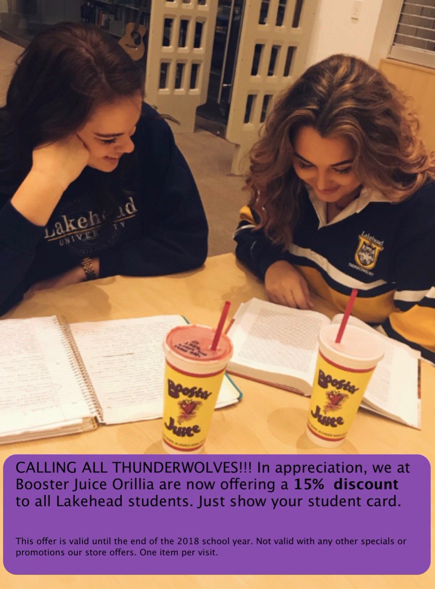 BOSSlakehead's tweet image. New Offer from Booster Juice Orillia for Lakehead Students !!!