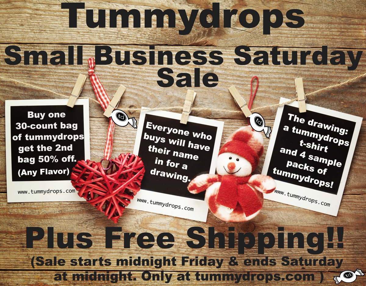 tummydrops's tweet photo. It's #SmallBusinessSaturday tomorrow &amp; we have a great deal!  https://t.co/JVY9q7zWze #SmallBusiness2017 #sale #shopping #deals #Bigsale #giveaway #tummydrops #IBS #Celiac #upsettummies #nausearemedy #morningsickness #nongmo #kosher #vegan #naturalproducts #tummyproblems https://t.co/lOtuFhH3ty