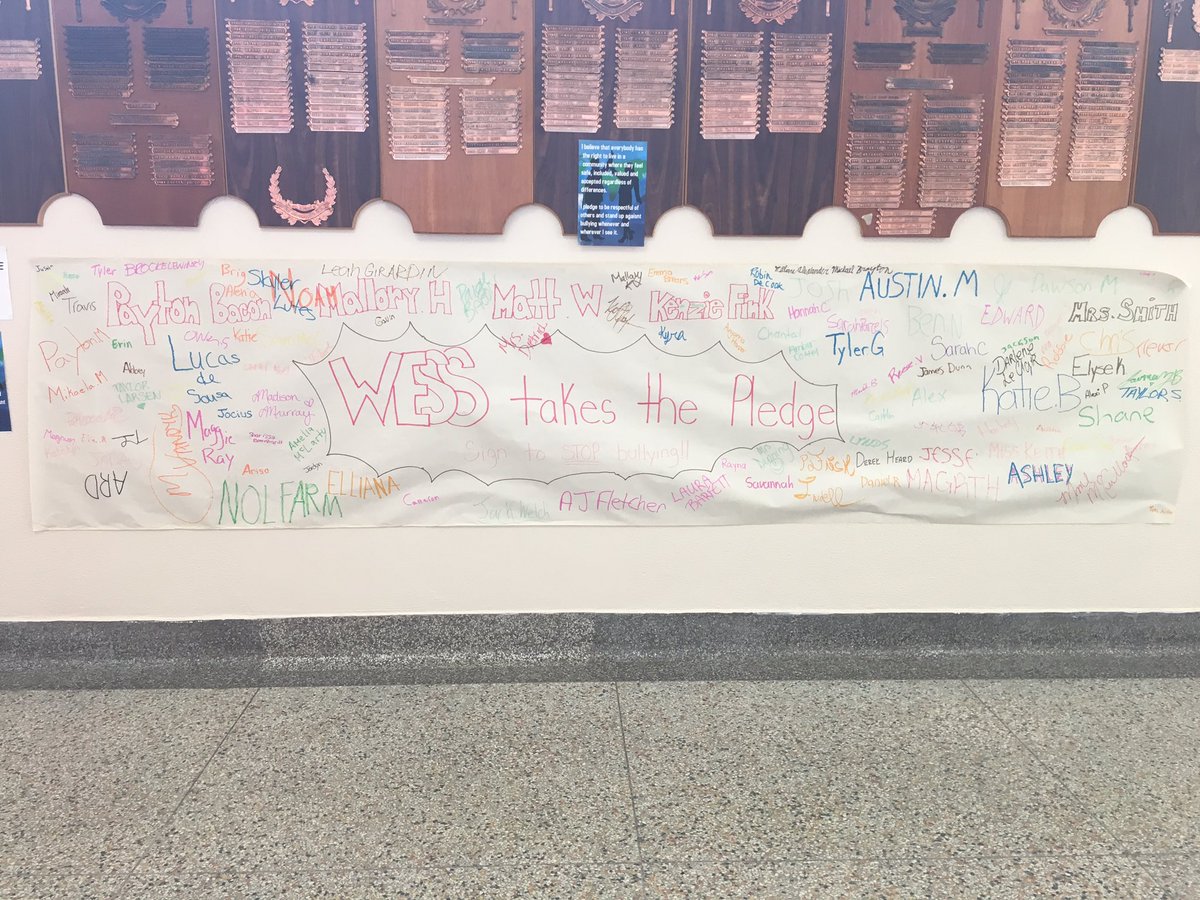 KenzieFink11's tweet photo. WESS takes the pledge to support anti bullying #WESSsmiles #includedatWESS https://t.co/lYWA9bEhxG