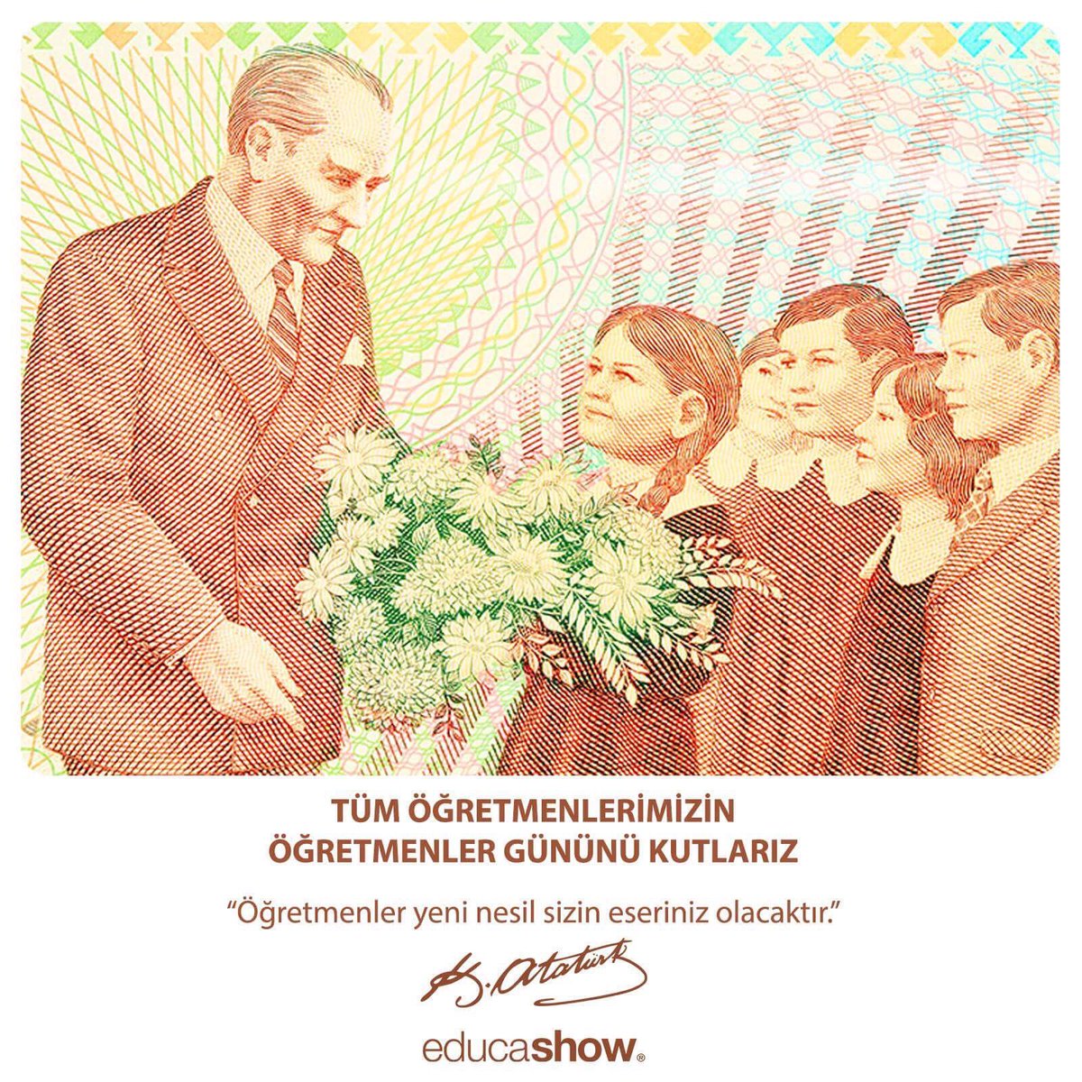 Educashowtr's tweet photo. Tüm öğretmenlerimizin Öğretmen Gününü kutlarız 😊
'' Öğretmenler yeni nesil sizin eseriniz olacaktır.'' Mustafa Kemal Atatürk  #24KasımÖğretmenlerGünüKutluOlsun https://t.co/nhLWCD2DlM