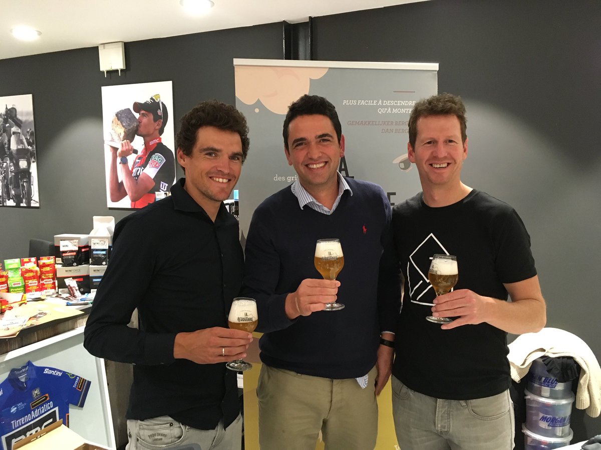 BiereRedoutable's tweet photo. Having a good time @VeloLoft with Great Belgian champion and Olympic gold medalist @GregVanAvermaet and my ambassador @RikVerbrugghe https://t.co/CzEzSeGEKX