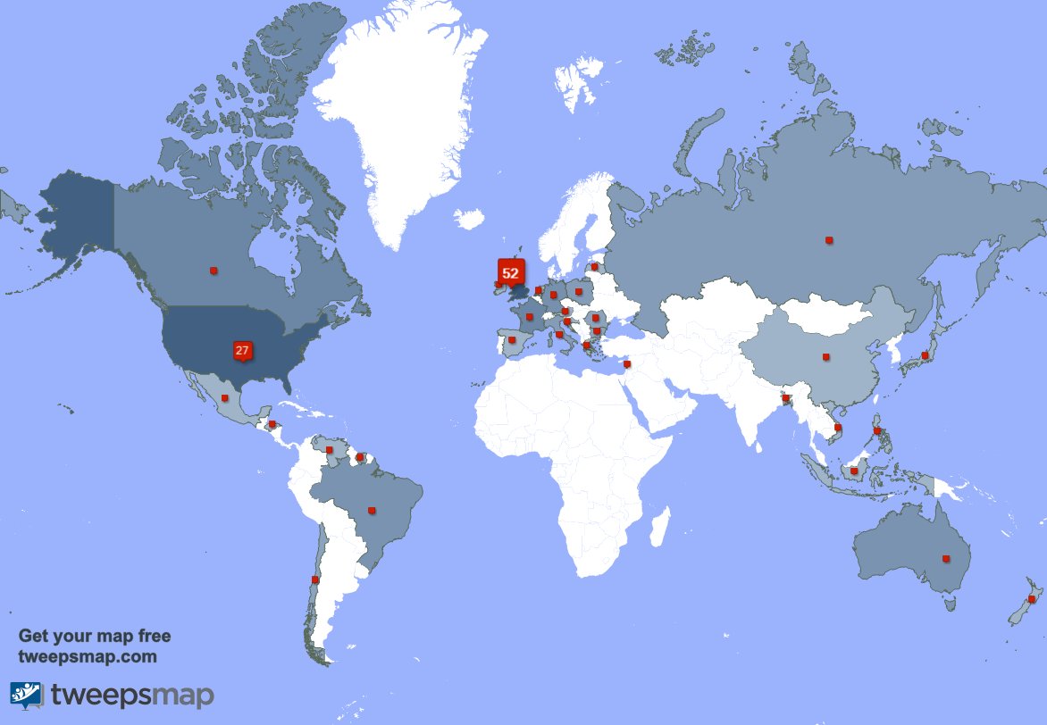 DeducingOtter's tweet photo. My followers live in 32 countries: UK.(51%), USA(27%)... https://t.co/lXvZbQkrmM Get your free map! https://t.co/ceUM2m4Ij4