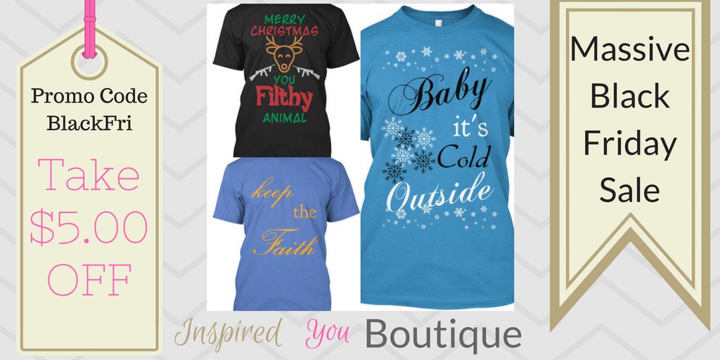 InspiredYouShop's tweet photo. Massive #BlackFriday sale #TwitterExclusive special https://t.co/zZd0JnPrBD Choose your style. #BlackFridayDeals #Budget2017 #BlackFryDay #FashionStore #Fashion #plussizefashion #GraphicTee @teespring @Walmart @Marketplace @amazon https://t.co/y22DTwX7wo