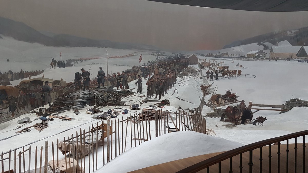 MarcelCaviola's tweet photo. Deeply impressed by the Bourbaki Panorama in Lucerne, which shows the scenery of 87,000 people fleeing to Switzerland at the end of the Franco-Prussian War in 1871. Feels terribly realistic and reminds us of today's refugee catastrophes. https://t.co/9OahS2H5gj