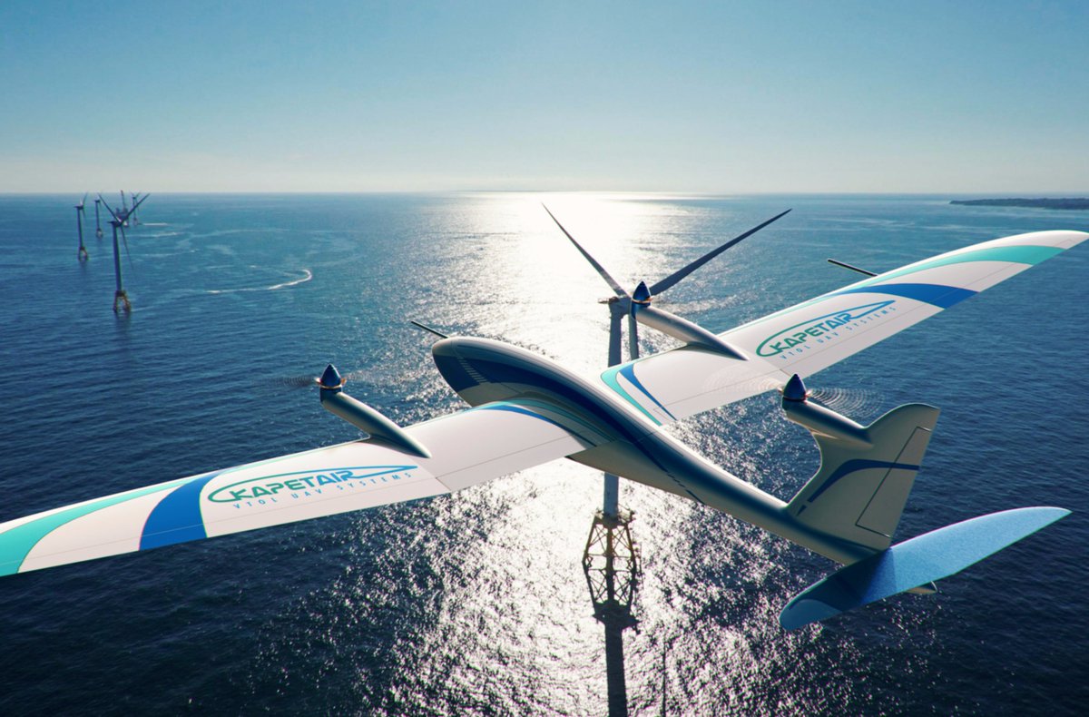 Kapetair's tweet photo. Are you considering drones for offshore? KapetAir tiltrotor UAV can take off and land from water. #uav #drones #offshorewind #offshore https://t.co/8PDPgeynTn
