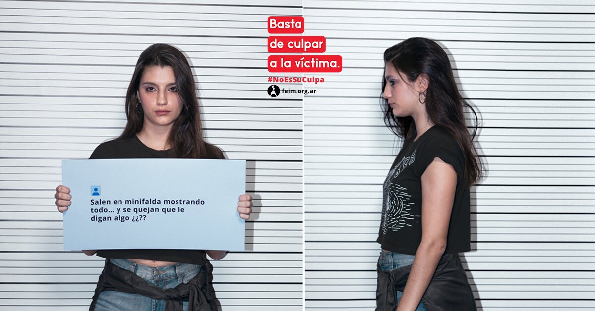 BrendaBrecher's tweet photo. #NoEsSuCulpa Campaña contra la #ViolenciaDeGénero que denuncia argumentos machistas que generan una segunda violencia, la revictimización. https://t.co/CctMPey4b9