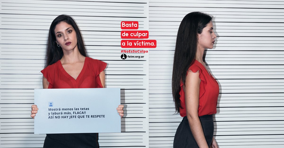 BrendaBrecher's tweet photo. #NoEsSuCulpa Campaña contra la #ViolenciaDeGénero que denuncia argumentos machistas que generan una segunda violencia, la revictimización. https://t.co/CctMPey4b9