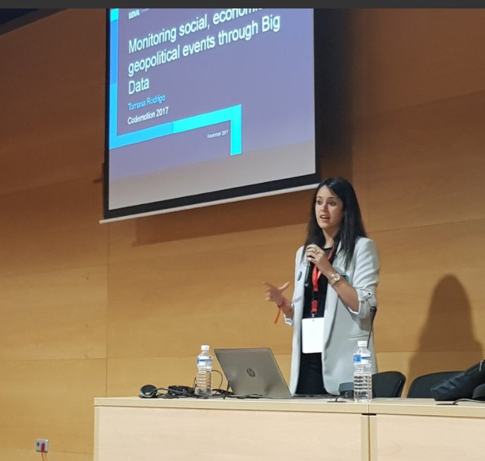TomasaRodrigo's tweet photo. Happy to present in #CodemotionMadrid how we monitor economic, social and geopolitical events using Big Data in @BBVAResearch https://t.co/T8euC2Ehq3