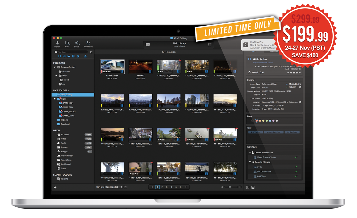 keyflowpro's tweet photo. Hurry before the last sale this year ends! #KeyFlowPro #BlackFriday &amp; #CyberMonday #Sale! Save $100 USD, Only $199.99 USD for a limited time. (24-27 Nov 2017, PST) #FCPX #Collaboration https://t.co/VDbvxmYr9l https://t.co/OiAb12pOQE