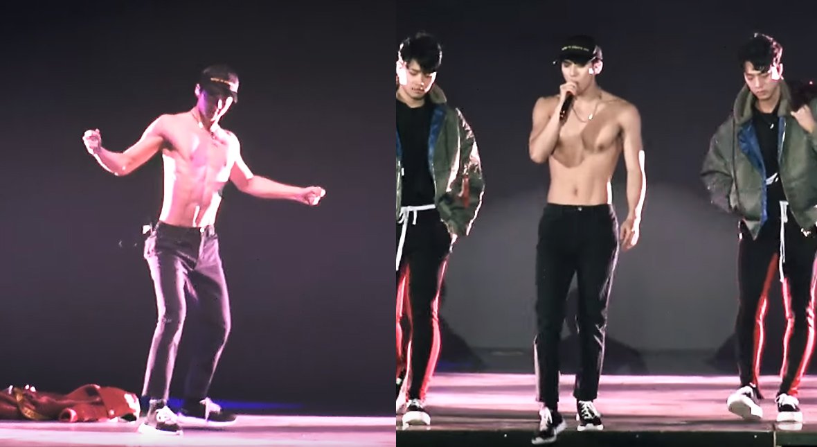 #EXO's Sehun shows off his y six pack on stage at 'The EℓyXiOn' concert https://t.co/qzIYY51nEq