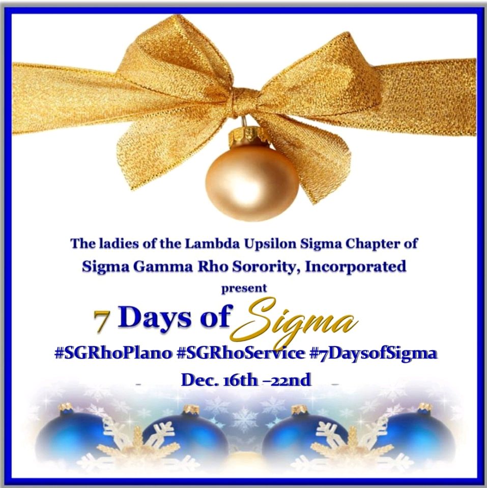 SGRhoPlano's tweet photo. The 7 Days of Sigma is a local initiative of the Lambda Upsilon Sigma Chapter of Sigma Gamma Rho Sorority, Inc. designed to impact the local community through impactful service and a focused agenda.
#SGRhoPlano #SGRhoService #7DaysofSigma https://t.co/BoZQWapDT2