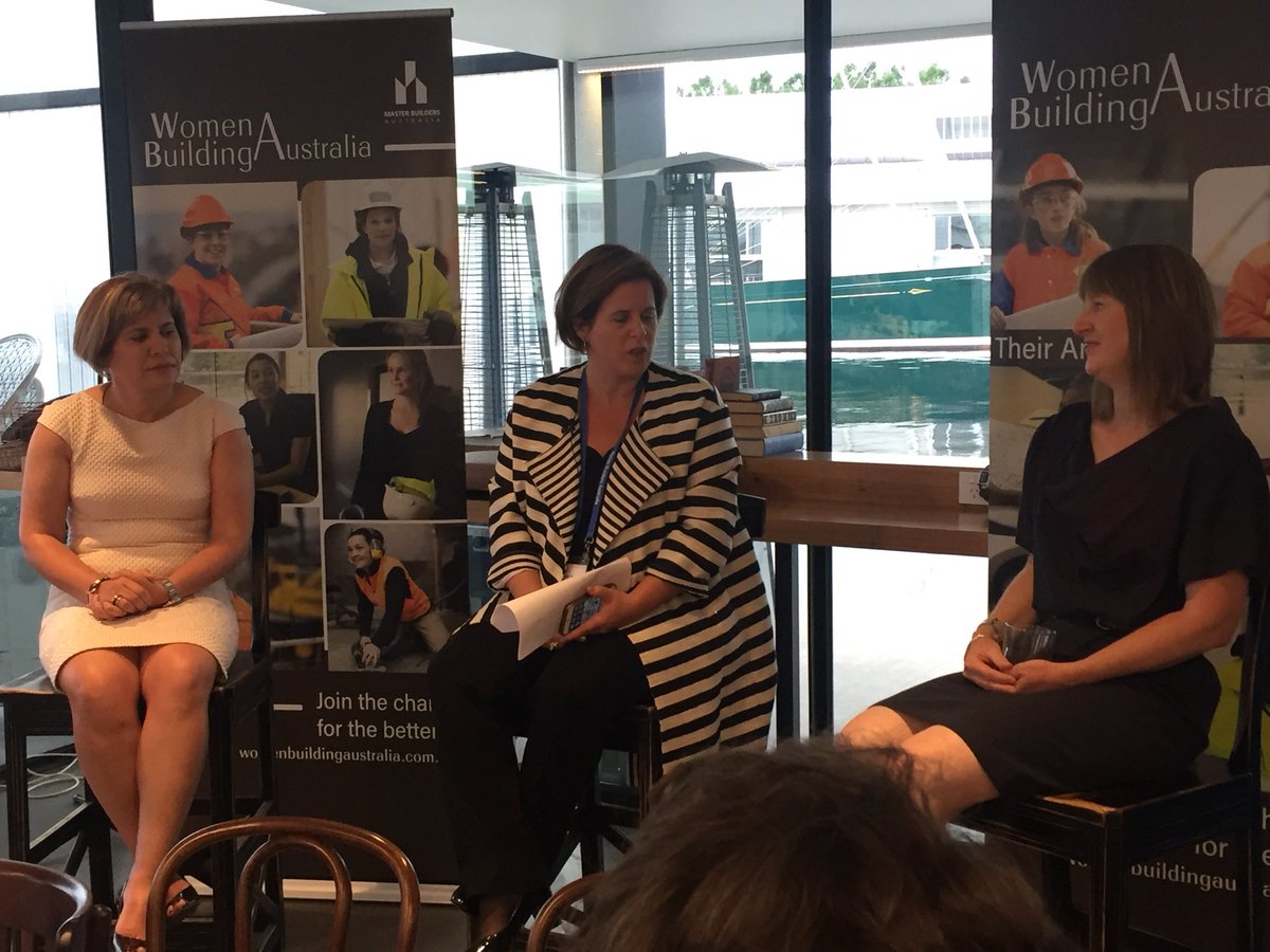 MBA_Aust's tweet photo. Mel Fasham President of @mbavic tells @DenitaWawn that her Association needs to do more to get more women involved in industry leadership Gracie Ferreira from @MBA_Canberra says same #womenbuildingaustralia #masterbuilders #thisisbuilding #BuildingAus17 https://t.co/iTlz3OSEwx