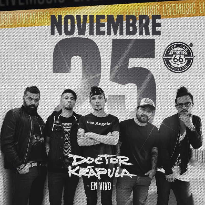 Route66BarCali's tweet photo. Mañana los esperamos con lo mejor del #Rock. Tendremos a #DoctorKrapula en vivo. #CaliCo #Route66BarCali #Sábado https://t.co/beZwKUvIYD