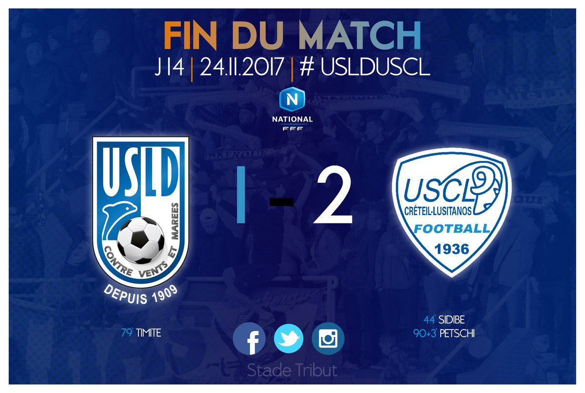 usldunkerque's tweet photo. C'est terminé au stade Tribut où l'USLD s'incline dans les derniers instants face à Créteil (1-2). #USLDUSCL https://t.co/WbLekgFktP