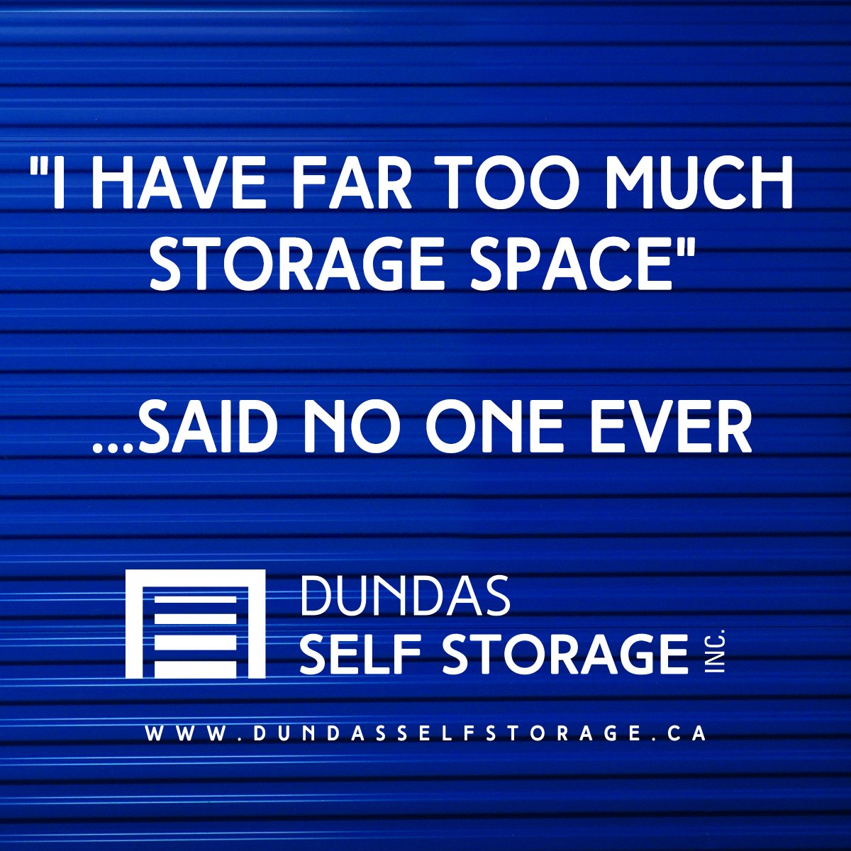 dundasstorage's tweet photo. Another problem you will never encounter with us! "Too much storage"? ...said no one ever. #StorageJokes #HappyFriday https://t.co/xvBC0Luz5f