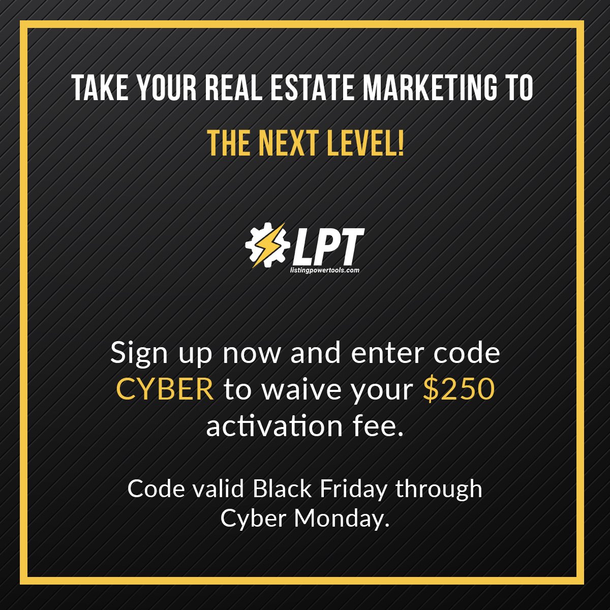 ListingPower's tweet photo. Never lose another lead! Position yourself as an expert with LPT’s proven marketing strategies. Register now and save $250 by paying no activation fee. #BlackFriday https://t.co/jUEeU0S3v9 https://t.co/OVm1p3iuLl