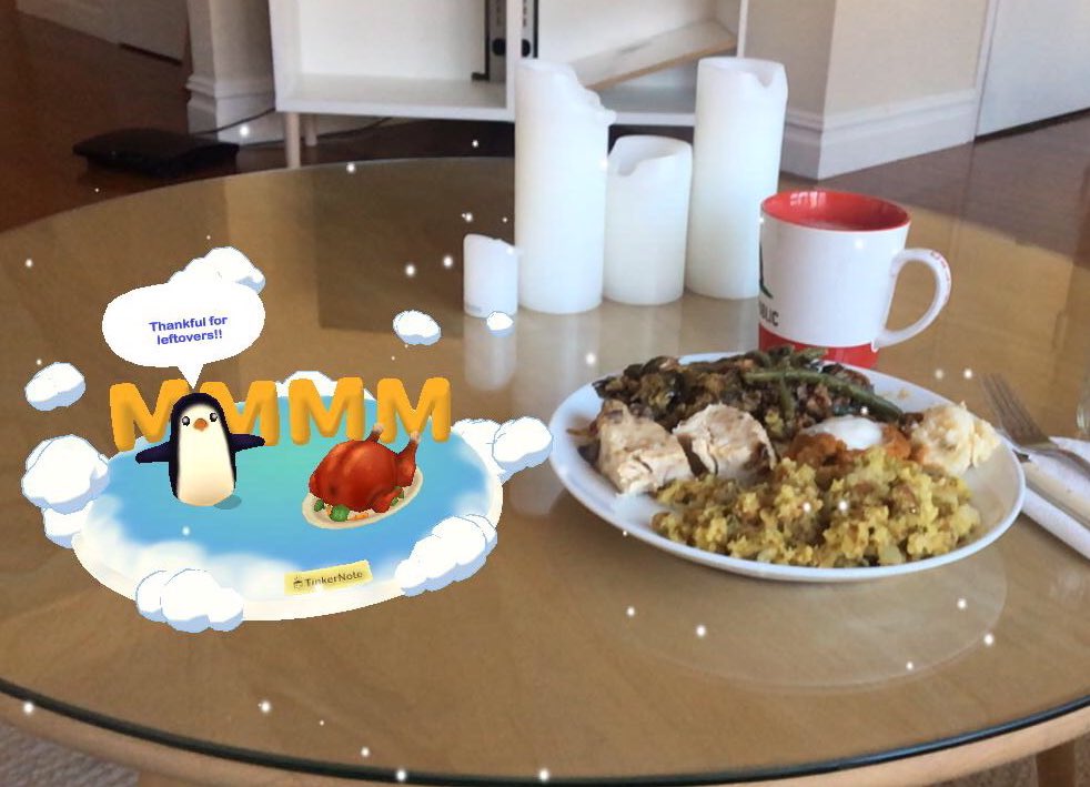TinkerNote's tweet photo. Forget sales! Nothing tops #Leftovers on #BlackFriday! 
#AugmentedReality #ar #ThanksgivingLeftovers https://t.co/XDc7ooR2zv