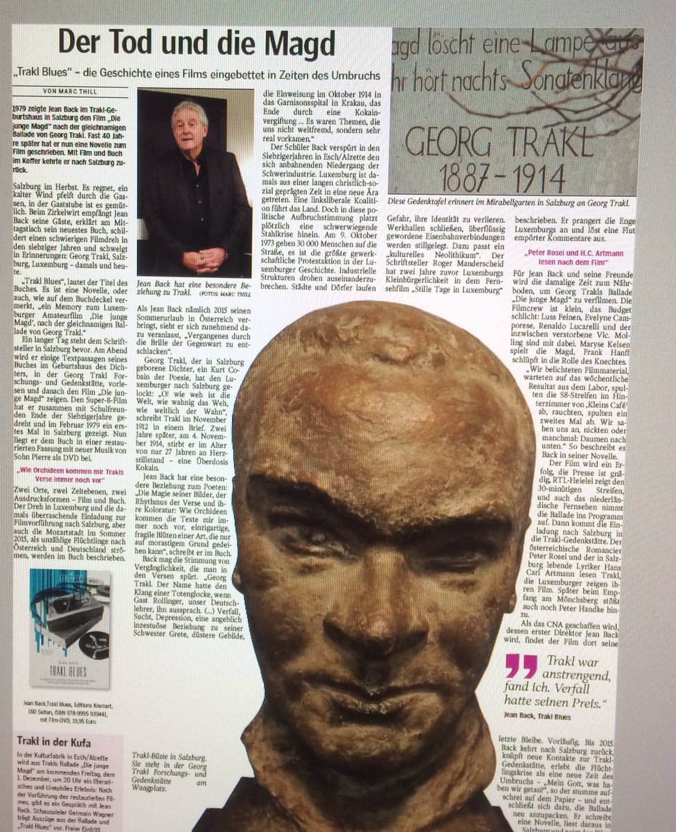 marcthill's tweet photo. Morgen @Wort_LU Geschichte zu "Trakl Blues", Novelle und Film über "Die junge Magd" von Georg Trakl, geschrieben von Jean Back @Trakl100 https://t.co/X88DaZGyD0