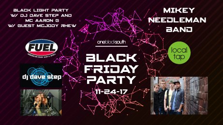 OneBlockSouthKC's tweet photo. #BlackFriday party TONIGHT @ #OneBlockSouthKC
@MikeyNeedleBand  in #LocalTap
#BlackLightParty w/ DJ Dave Step + SPECIAL GUEST MC @RhewJody in Fuel

#livemusic #KC #comepartywithus https://t.co/q5vj0dYhuG