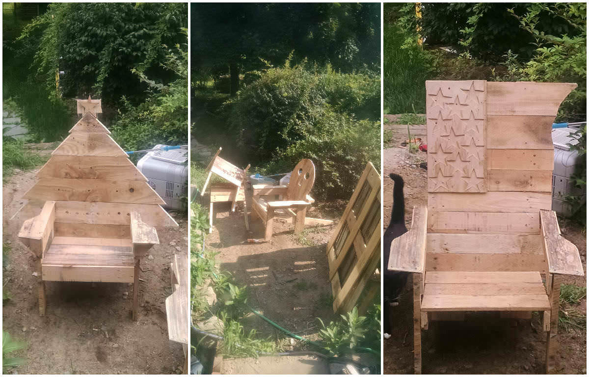 iRecyclart's tweet image. Season Pallet Chairs : bit.ly/2mYIHEa - #Garden #PalletChair #RecyclingWoodPallets