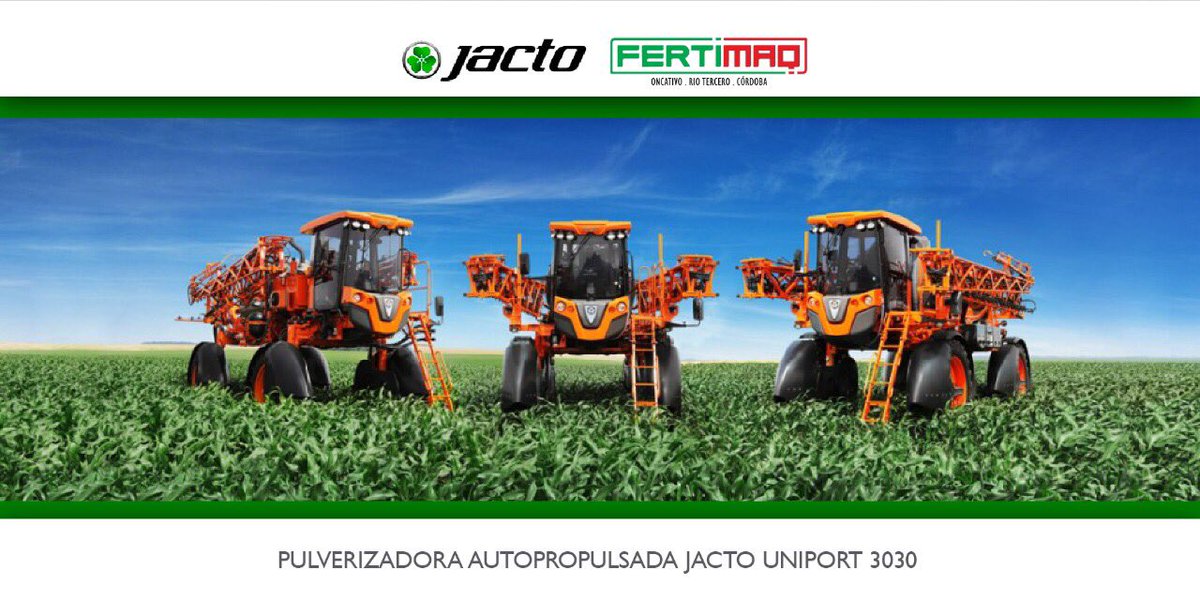 fertimaqagro's tweet photo. Sistema de #Pulverización Jacto Agrícola es el más avanzado del momento. Tiene tanque de 3.000 litros y corte por secciones pico a pico. https://t.co/0lpjc7DDiy