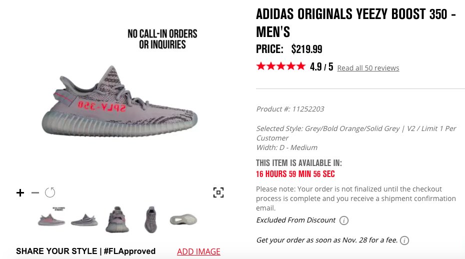 foot locker yeezy price