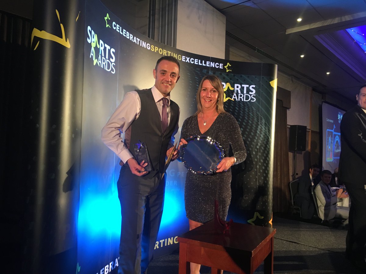 #CumbriaSportsAwards 2017 Junior Sports Personality of the Year winner is <a href="/England/">England</a> U17 goalie @curt_anderson_2 his Dad picks up the award