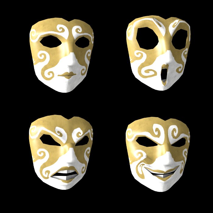 Working on some enemy mask expressions for Seanna Musgrave's #VR swordfighting game. #gamedev