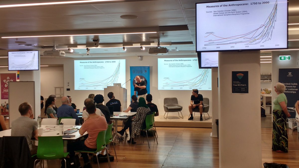 acd_eddie's tweet photo. The infamous anthropocene graph kicking off the summer 2017 @rhokmelb hackathon. Thanks zendesk for the awesome space. https://t.co/33LG48YujR