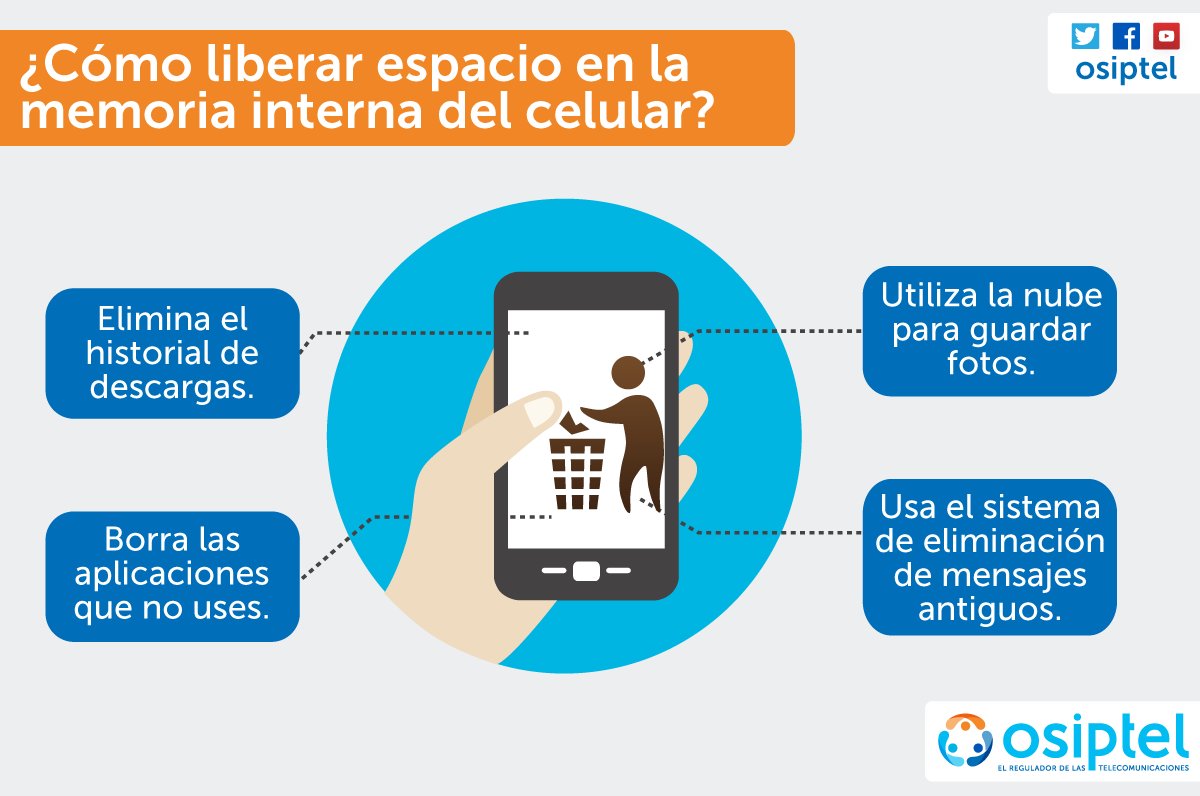 OSIPTEL's tweet photo. #TipsOsiptel Toma en cuenta estos consejos si la memoria de tu celular se encuentra llena 🙂 https://t.co/huF2kHTEKW
