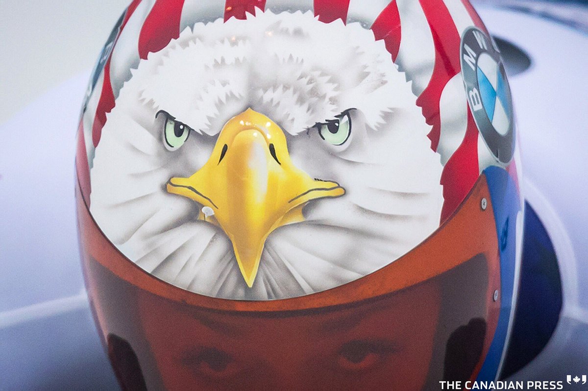 Katie Uhlaender, of the U.S., competes in a World Cup Skeleton race in Whistler, B.C., on Friday November 24, 2017. THE CANADIAN PRESS/Darryl Dyck <a href="/cdnpress/">cdnpress</a> #whistler #vancouver #skeleton #sportsphotography #eagle #canoncanada instagram.com/p/Bb5RGNzjfui