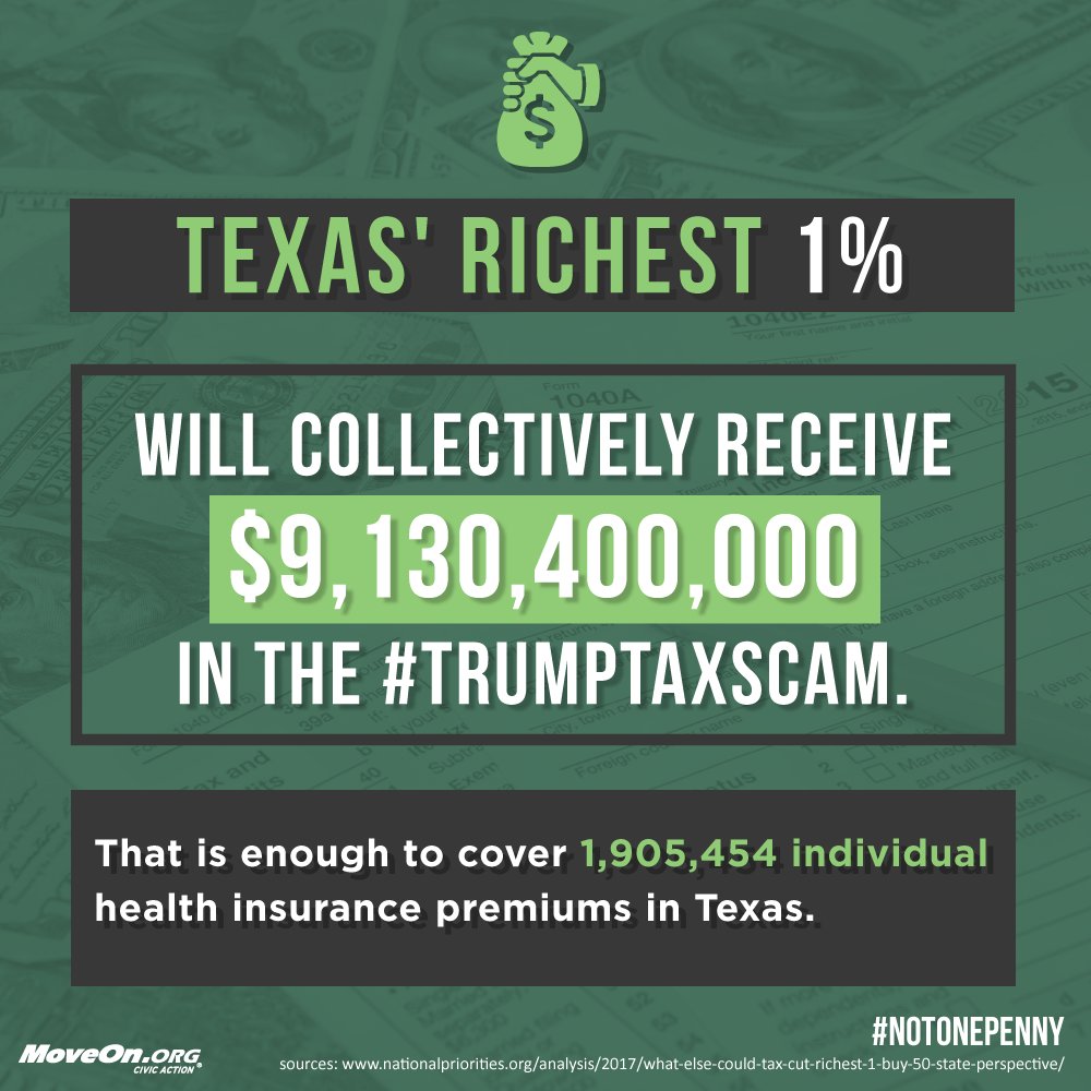MoveOn's tweet image. #TX’s @HurdOnTheHill: Oppose the #TrumpTaxScam &amp;amp; vote #NotOnePenny more for the mega rich &amp;amp; corporations. #VoteNo #ProtectOurCare
