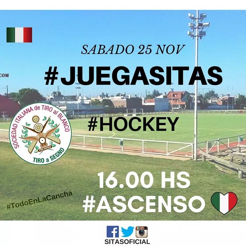 #Hockey 🏑🏑🇮🇹 #Ascenso #16hs #TodosEnLaCancha #VamosSitas #25N <a href="/sitashockeyof/">Hockey Sitas Oficial</a>