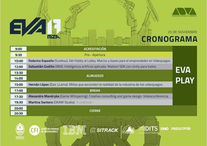 IDITSMza's tweet photo. Los invitamos a participar de #EVA2017 Encuentro de Videojuegos en #Mendoza, organizado por @adva_vg
Mañana 25/11| 9hs|@CCongresosMza
#EVAMendoza https://t.co/Q4uItzRA21