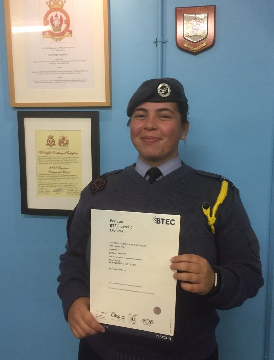 <a href="/2433AirCadets/">2433 Squadron</a> Congratulations to CWO Brown on receiving her BTEC Aviation Studies #withspirit <a href="/ComdtAC/">Commandant RAF Air Cadets</a> <a href="/RegComdtLASER/">RC LASER</a> <a href="/aircadetslaser/">Air Cadets LaSER</a> <a href="/Kentaircadets/">Kent Wing Air Cadets</a> <a href="/LondonFire1666/">Worshipful Company of Firefighters</a>