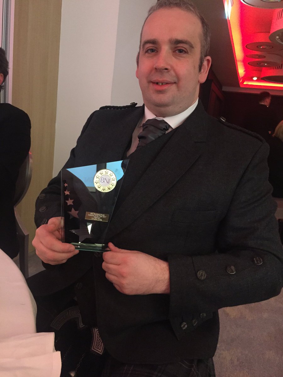 Delighted to receive <a href="/BNIHighlands/">BNI Highlands</a> member of the year 2017 at the @BNIScotland awards #bnisn17 A surprise but much appreciated