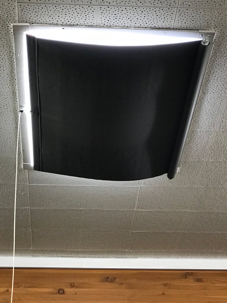 JRobitailleMCPS's tweet photo. Pull shade over skylight in library creates dark spots in corners #EDLD657 not good for reading https://t.co/YYshssSy7Q